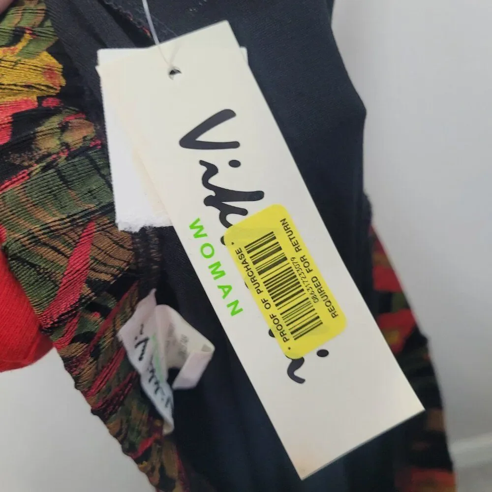 Vikki Vi black red tropical floral slinky pull on grunge skirt size 1x NWT